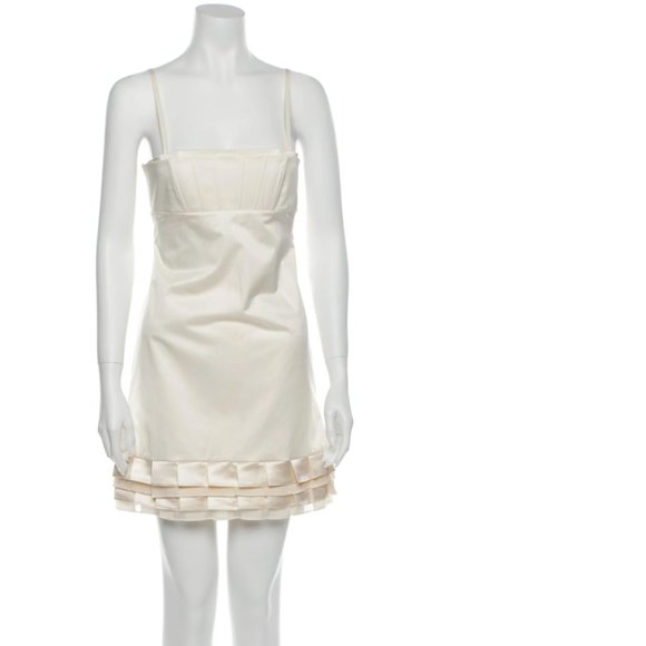 ALICE + OLIVIA White Square Neckline Mini Dress - Picture 1 of 6